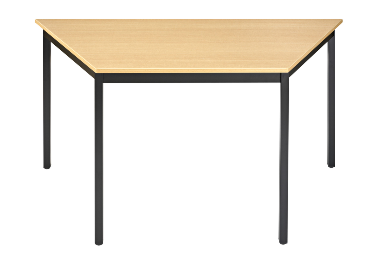 Table polyvalente trapézoïdale en tube carré, largeur x profondeur 1200 x 510 mm, panneau hêtre