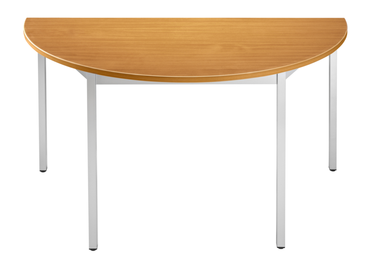 Table polyvalente semi-ronde tube carré, largeur x profondeur 1200 x 600 mm, panneau cerisier
