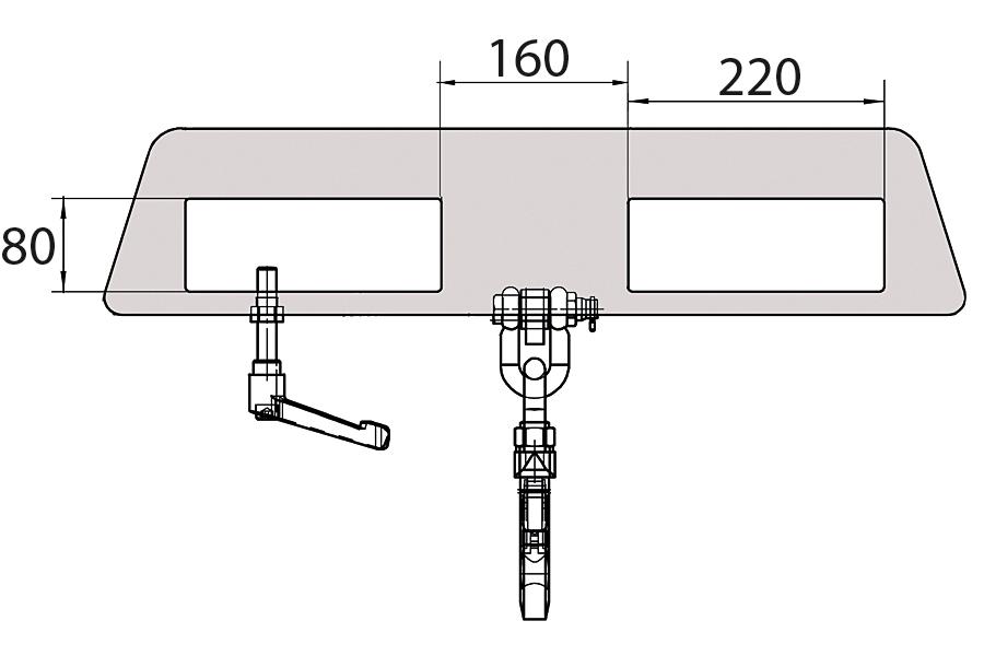 Bauer Crochet porte-charge LH-II avec 2 fourreaux de fourche, force 1500 kg, avec revêtement en zinc anti-corrosion  ZOOM