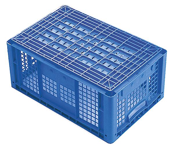 Euronorm empilage Ergonomic base de conteneur Ergonomic perforée, bleu, capacité 9,8 l  ZOOM