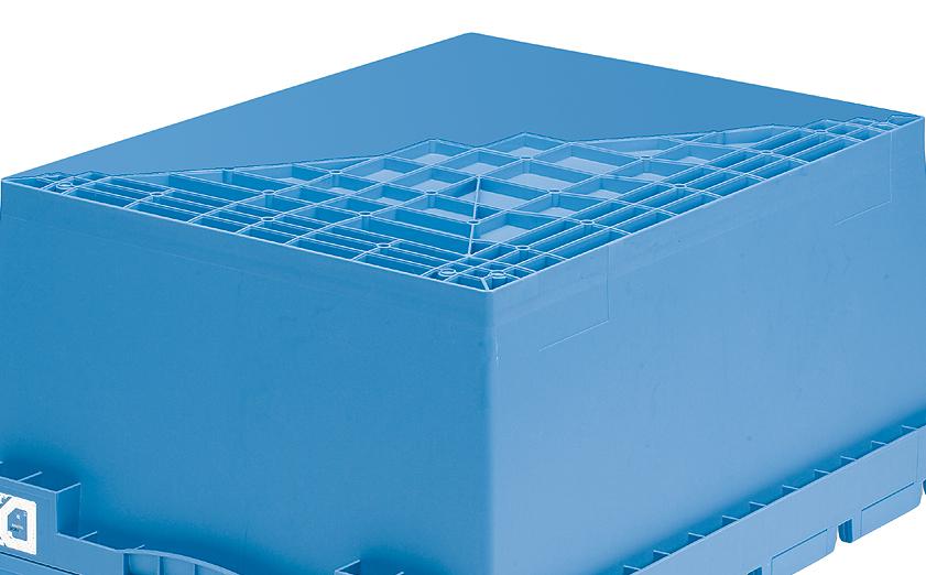 Cuve rectangulaire mobile avec double fond, capacité 114 l, bleu  ZOOM