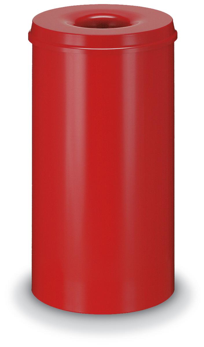 Corbeille à papier autoextinguible en acier, 50 l, rouge, partie supérieure rouge  ZOOM