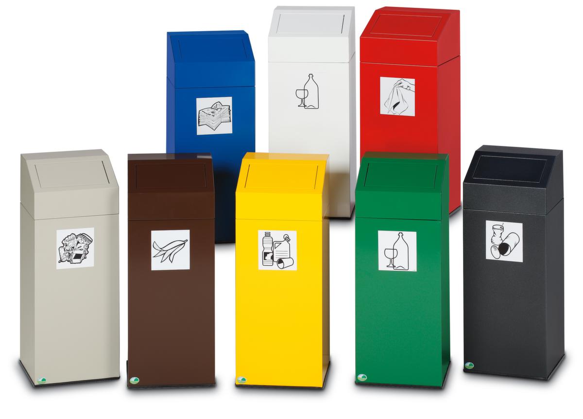 Collecteur de recyclage étiquette autocollante incl., 76 l, RAL9016 blanc signalisation, couvercle blanc  ZOOM