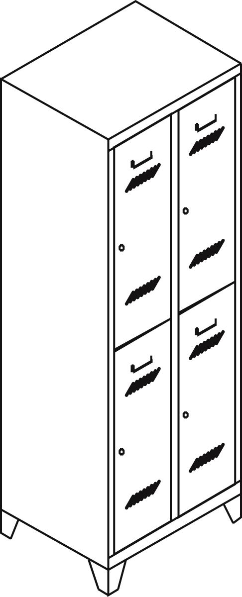 PAVOY Armoire vestiaire à deux niveaux Basis gris clair avec 3x2 compartiments, largeur de compartiment 300 mm  ZOOM