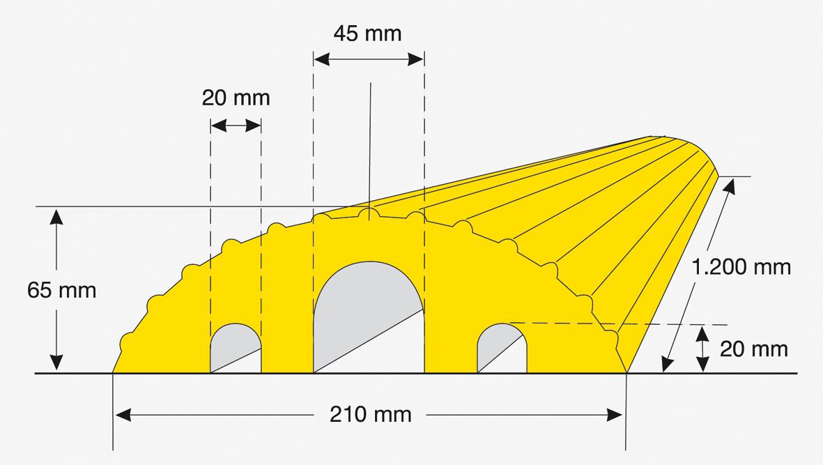 Moravia Protège-câbles faible largeur MORION, largeur 1200 mm, jaune  ZOOM