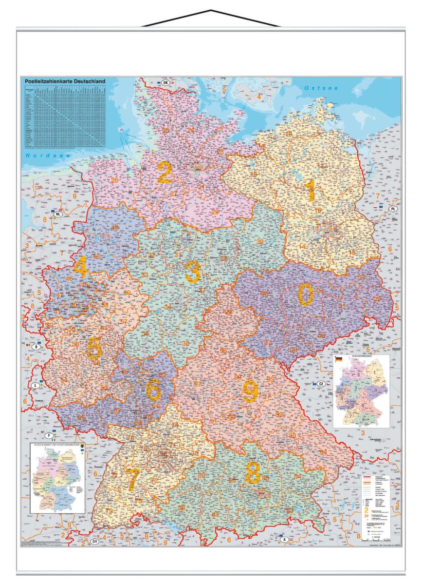 Franken Carte des codes postaux de l'Allemagne, hauteur x largeur 1370 x 970 mm  ZOOM