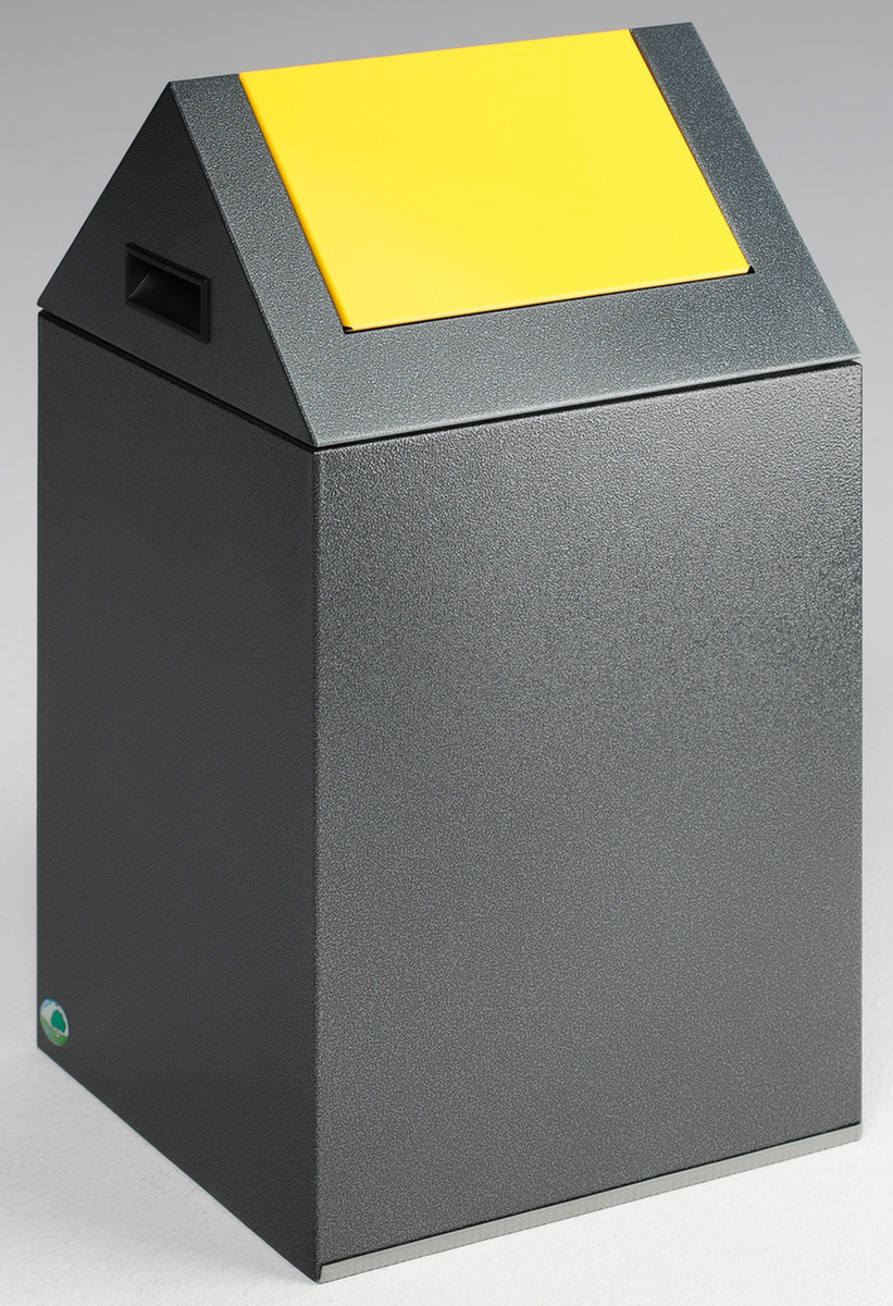 VAR Collecteur de recyclage WSG 40 S avec couvercle oscillant, 43 l, argent antique, couvercle RAL1023 jaune signalisation  ZOOM