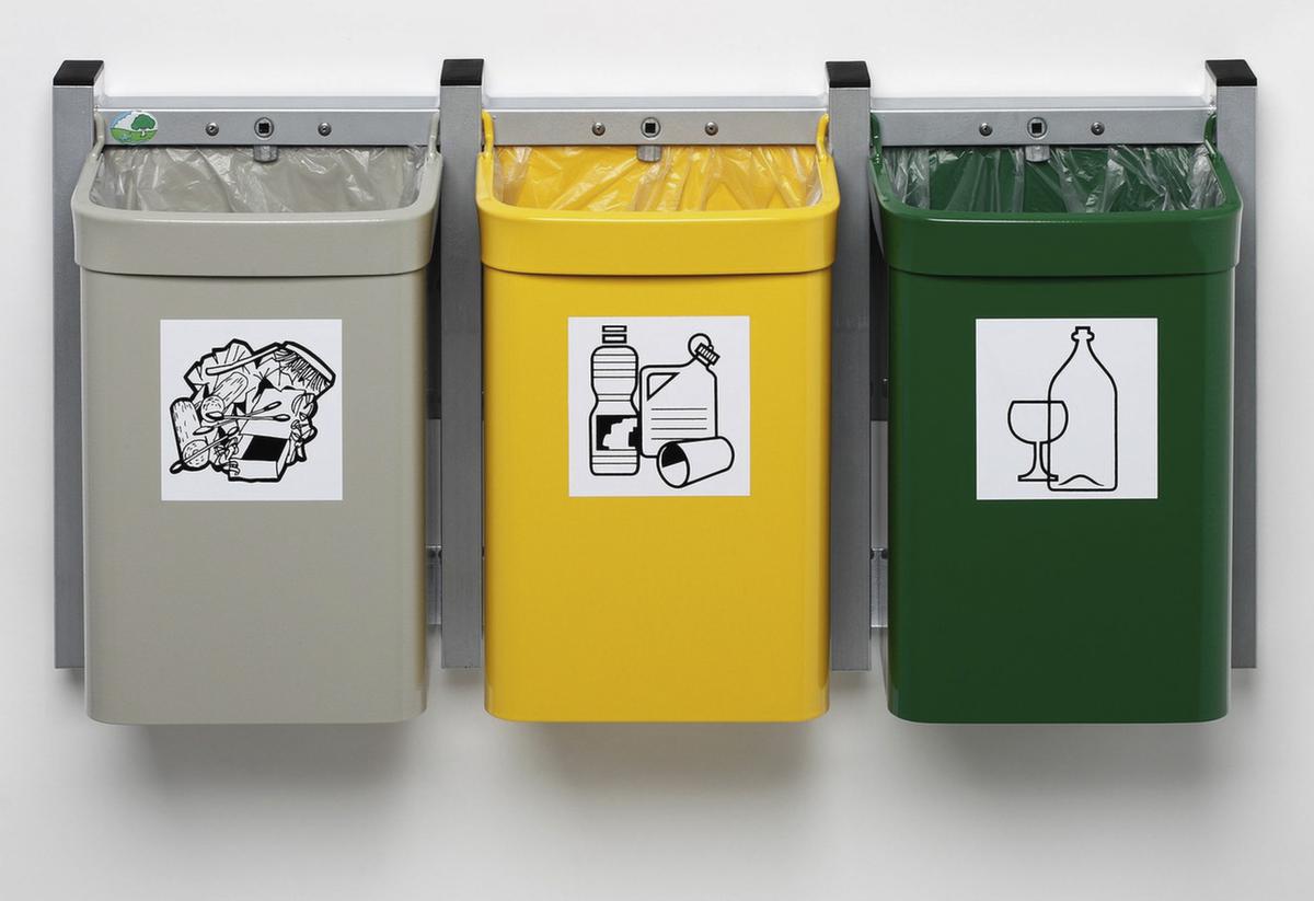 VAR Collecteur de déchets City avec 3 récipients, 45 l, RAL6001/RAL1023/RAL7032  ZOOM
