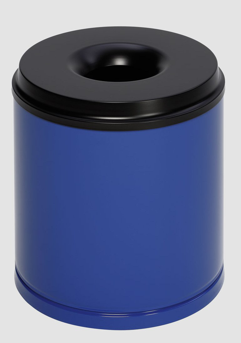 VAR Corbeille à papier avec tête étouffoir, 30 l, RAL5010 bleu gentiane, partie supérieure noir  ZOOM
