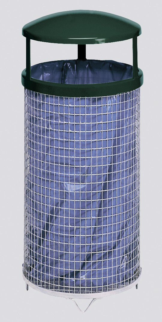 VAR Conteneur à déchets en treillis métallique galvanisé DK 02 avec toit, 75 l  ZOOM
