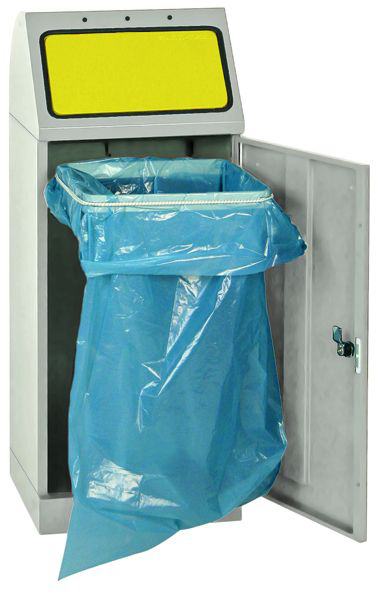 stumpf Collecteur de recyclage Individual avec anneau en caoutchouc, 70 l, RAL7035 gris clair, couvercle RAL1003 jaune de sécurité  ZOOM