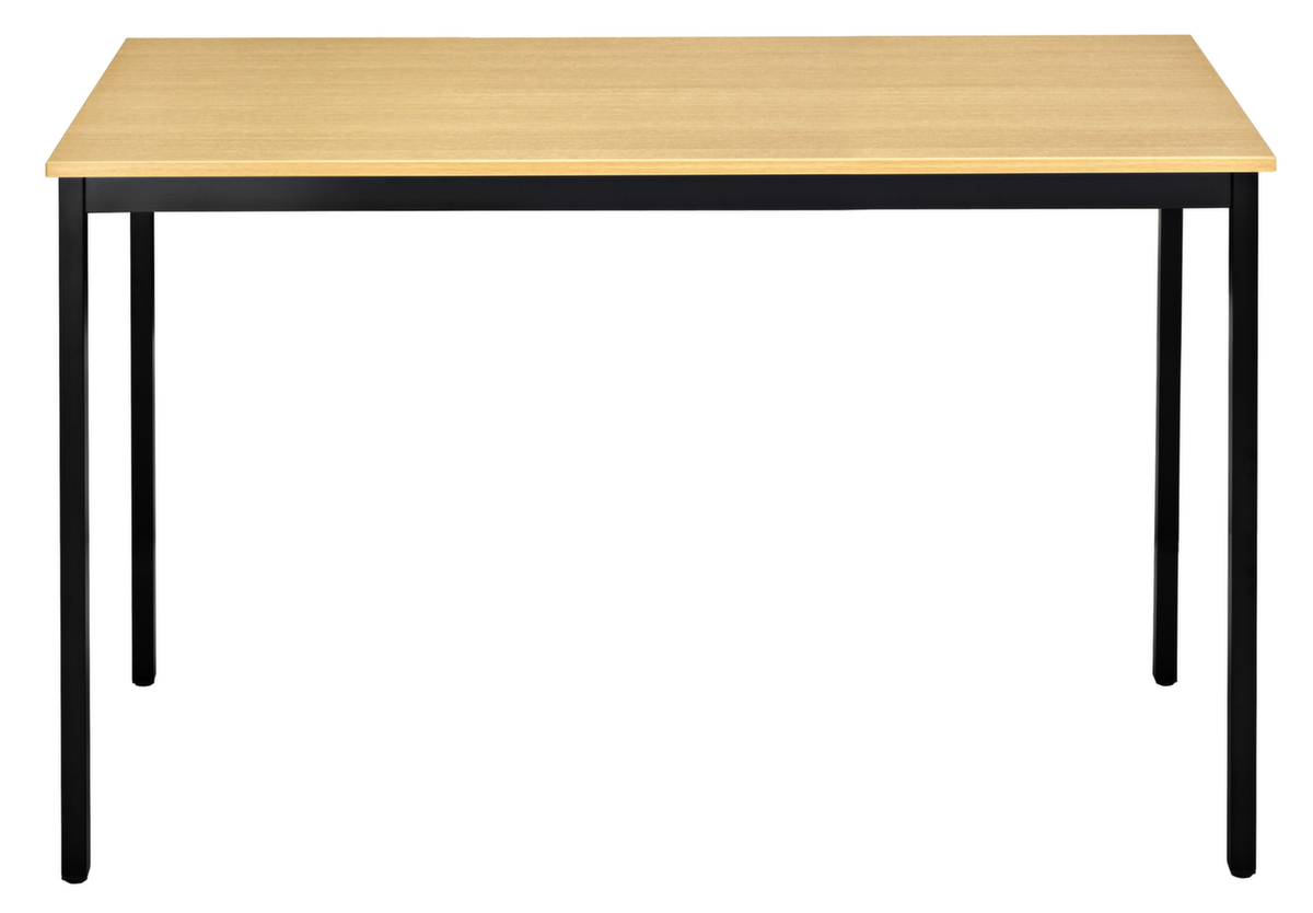 Table polyvalente rectangulaire en tube carré, largeur x profondeur 1200 x 800 mm, panneau hêtre