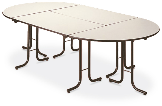 Table pliante semi-ronde combinable, Ø 1400 mm, panneau cerisier