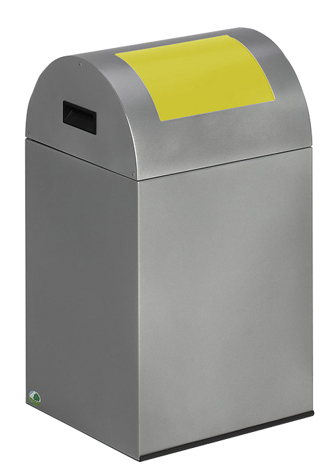 VAR Collecteur de recyclage WSG 40 R avec trappe d'insertion, 43 l, argent, couvercle RAL1023 jaune signalisation  ZOOM