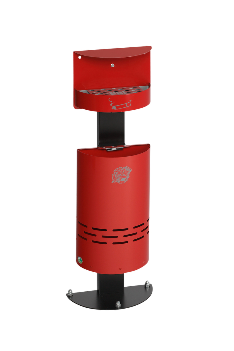 VAR Cendrier poubelle H 98 avec toit de protection, RAL3000 rouge vif  ZOOM