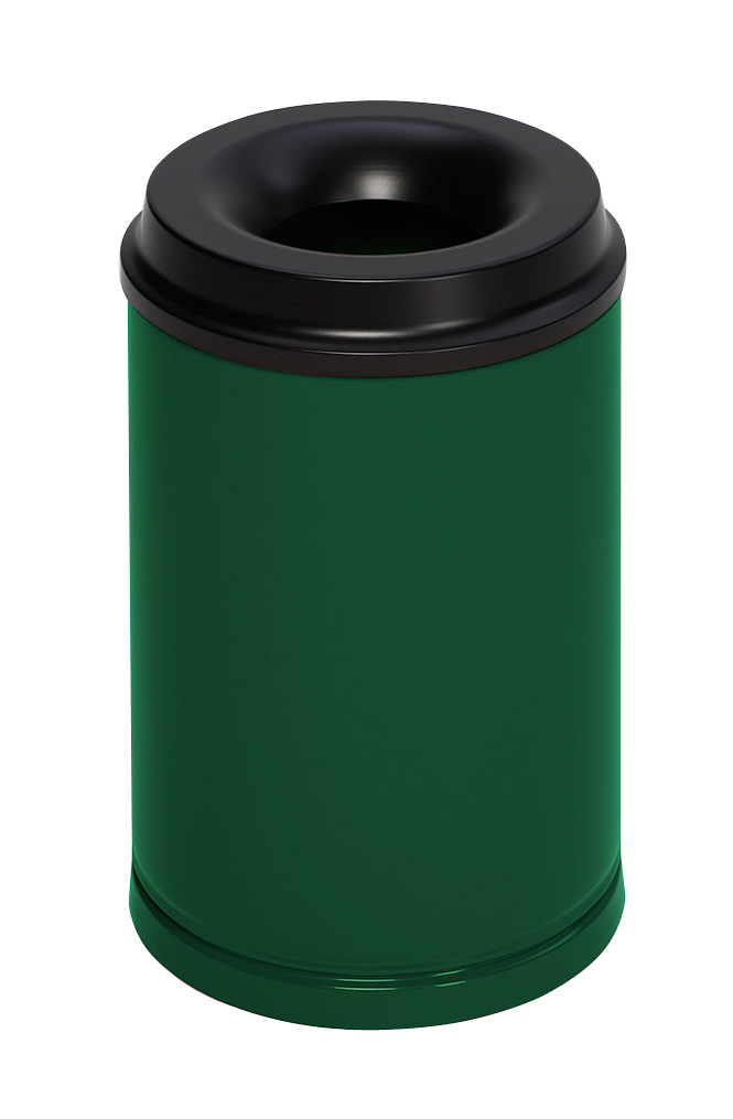 VAR Corbeille à papier avec tête étouffoir, 15 l, RAL6001 vert émeraude, partie supérieure noir  ZOOM