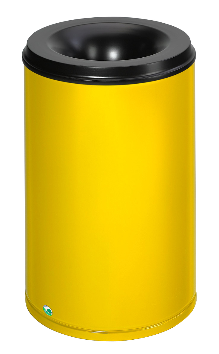 VAR Corbeille à papier avec tête étouffoir, 110 l, RAL1023 jaune signalisation, partie supérieure noir  ZOOM