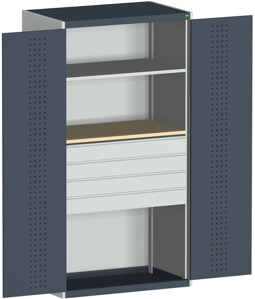 bott Armoire système cubio avec portes en panneaux perforés, 4 tiroir(s)  ZOOM