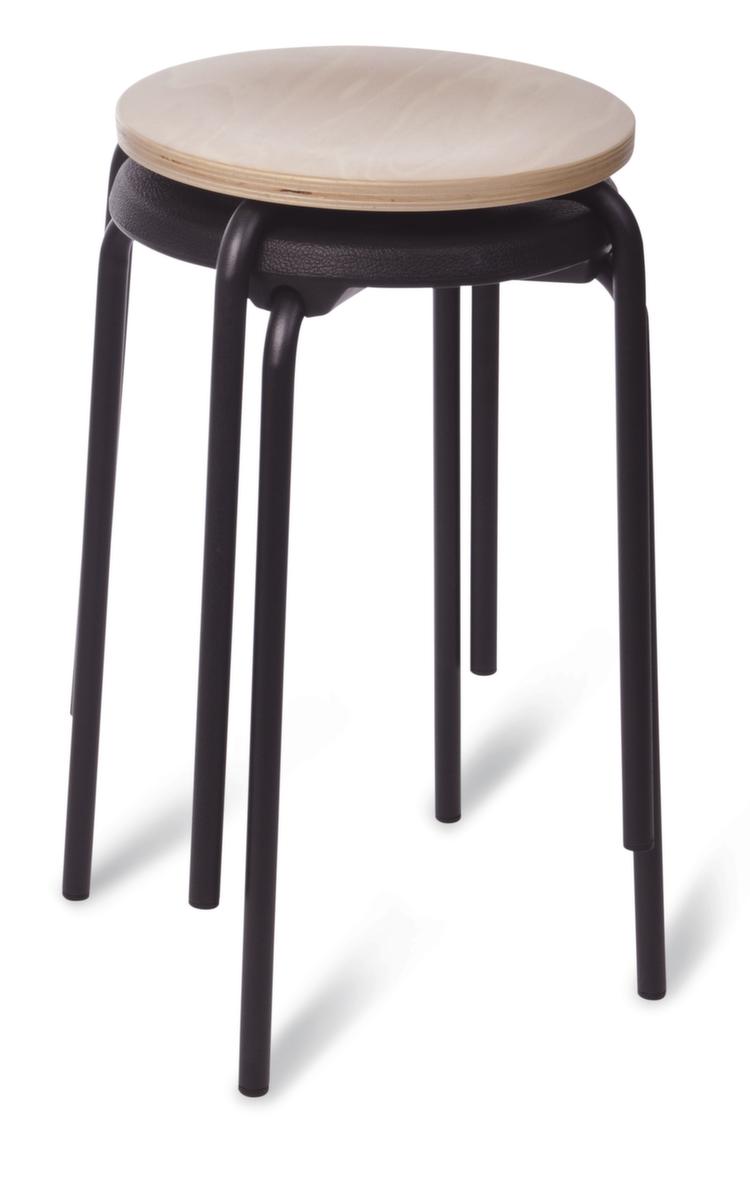 Tabouret empilable, assise noir  ZOOM