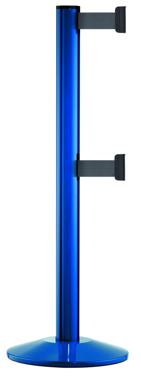 Système de guidage des personnes CLASSIC DOUBLE avec 2 sangles et montants, longueur de la courroie 2,3 m, montant bleu