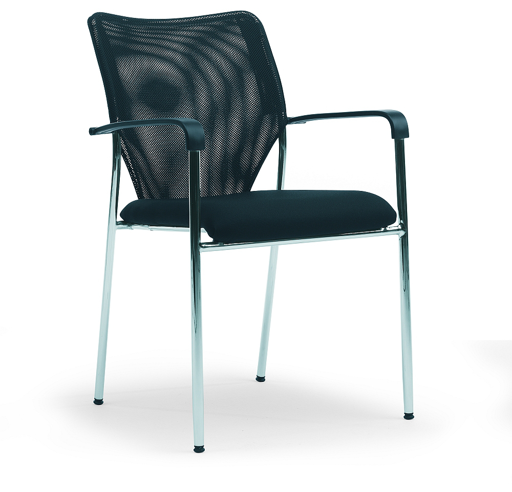 ROVO-CHAIR Siège visiteur ROVO ECO avec accoudoirs, assise tissu (100 % polyester), noir  ZOOM
