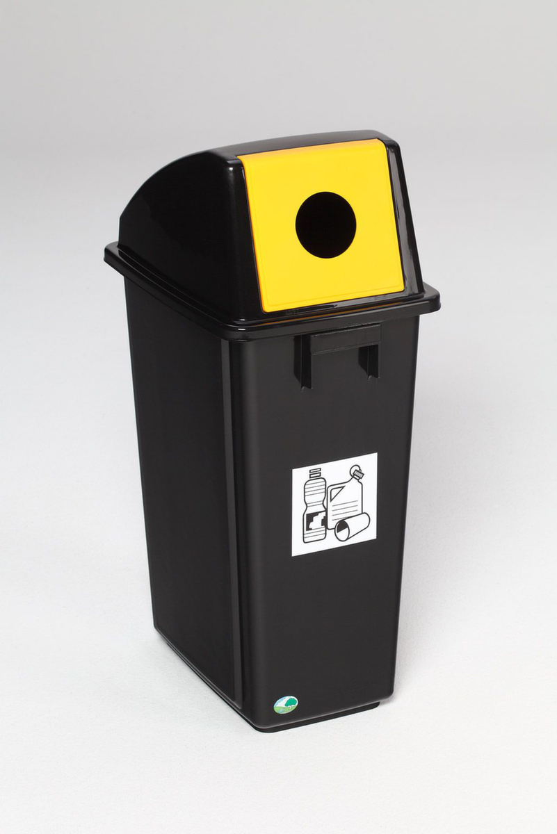 Collecteur de recyclage PP, 58 l, noir, couvercle jaune  ZOOM