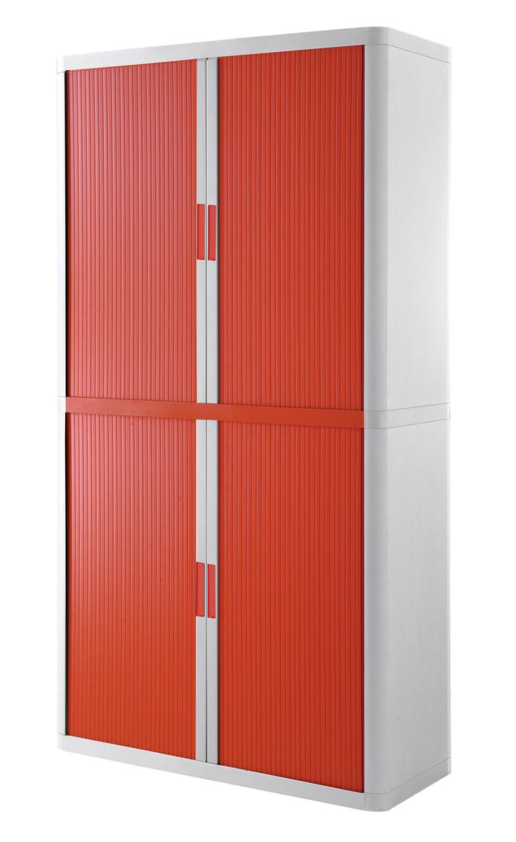 Paperflow Armoire à rideaux transversaux easyOffice®, 4 hauteurs des classeurs, blanc/rouge  ZOOM
