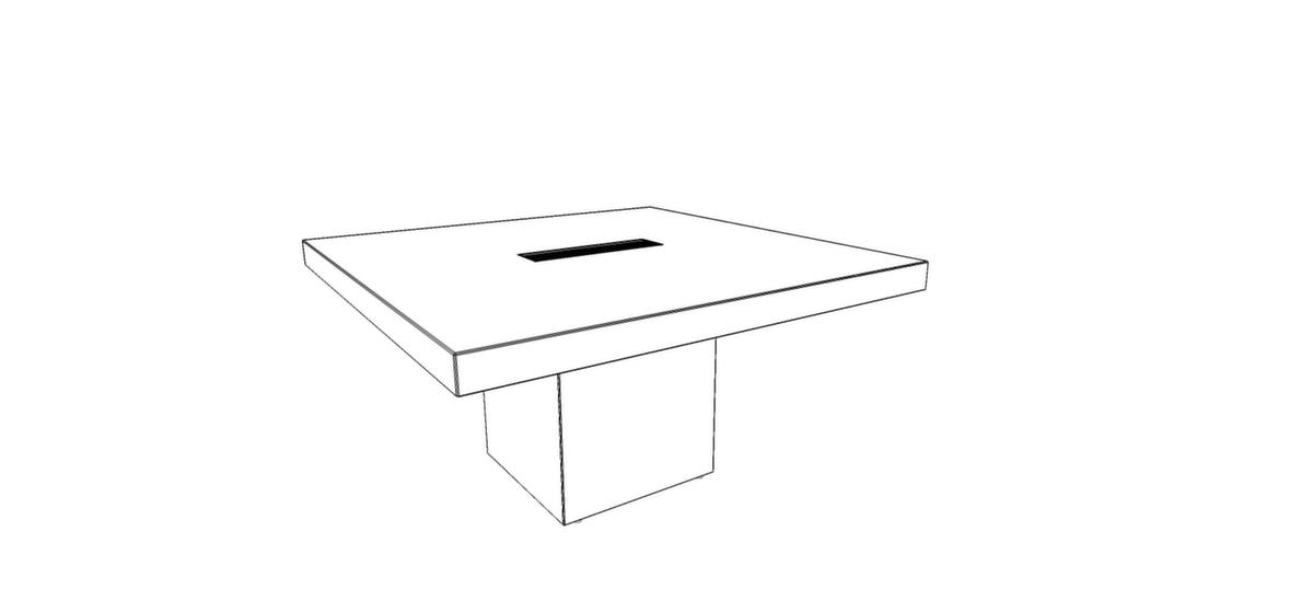 Quadrifoglio Table de conférence T45 avec piètement cubique, largeur x profondeur 1400 x 1400 mm, panneau noyer  ZOOM