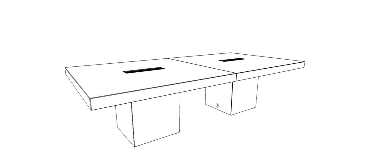 Quadrifoglio Table de conférence T45 avec piètement cubique, largeur x profondeur 2800 x 1400 mm, panneau noyer  ZOOM