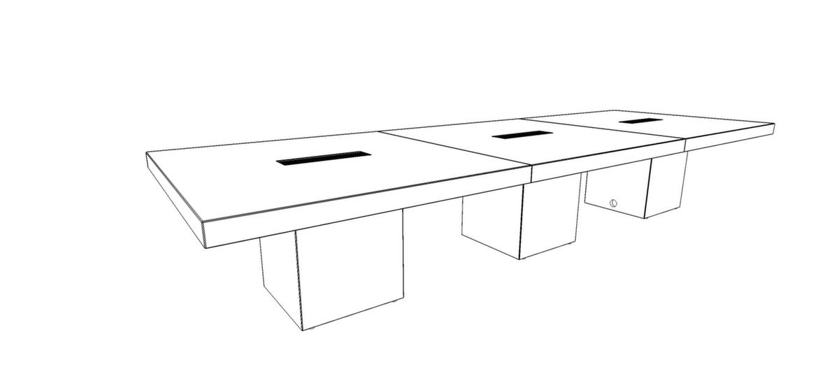 Quadrifoglio Table de conférence T45 avec piètement cubique, largeur x profondeur 4200 x 1400 mm, panneau noyer  ZOOM