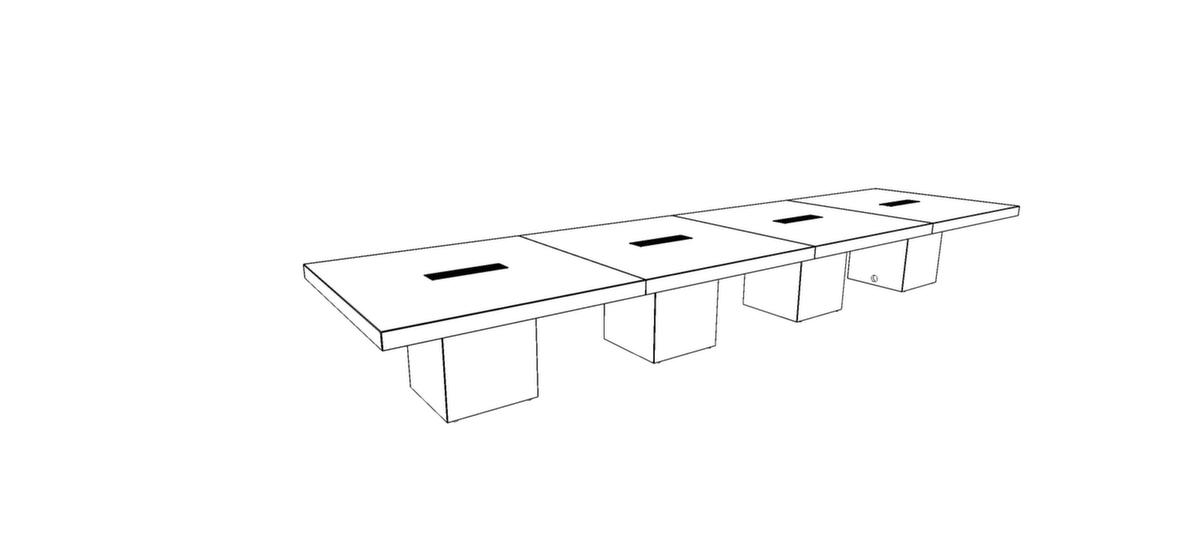 Quadrifoglio Table de conférence T45 avec piètement cubique, largeur x profondeur 5600 x 1400 mm, panneau noyer  ZOOM