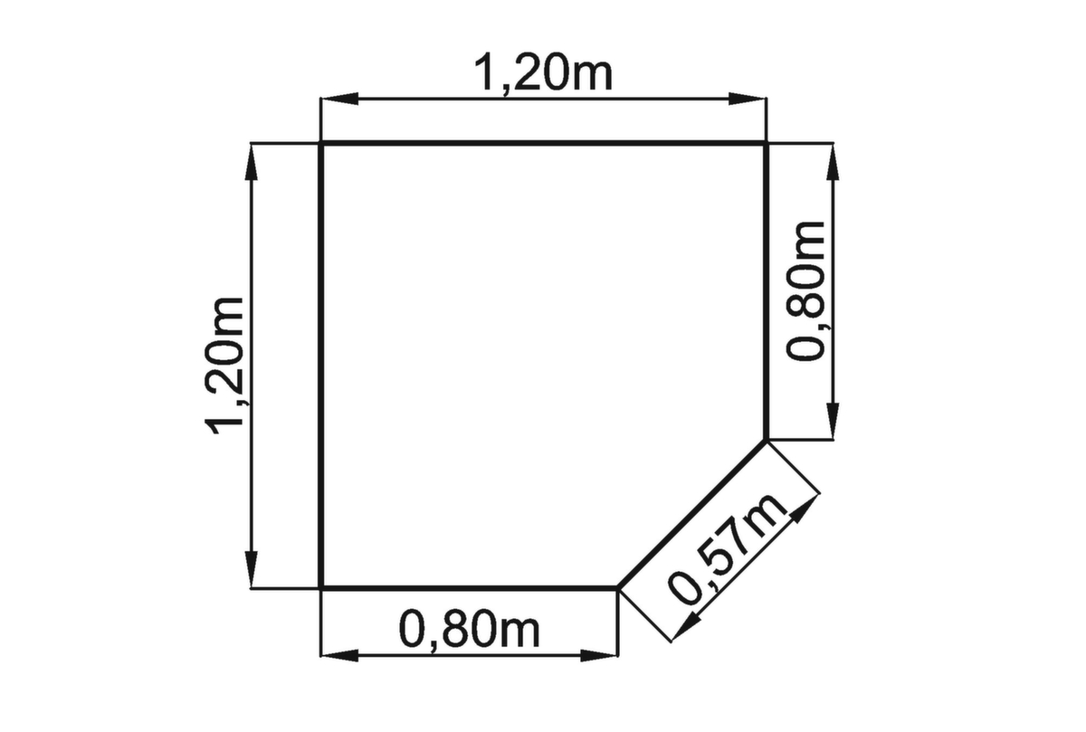 Angle de liaison anguleux, largeur x profondeur 800 x 800 mm, plaque blanc  ZOOM