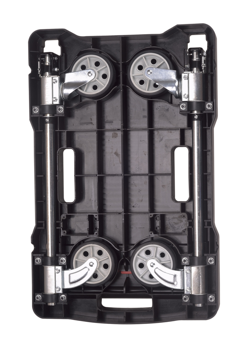 BS-ROLLEN Chariot pliant à barre de poussée avec surface de chargement en plastique, force 150 kg, aluminium/noir  ZOOM
