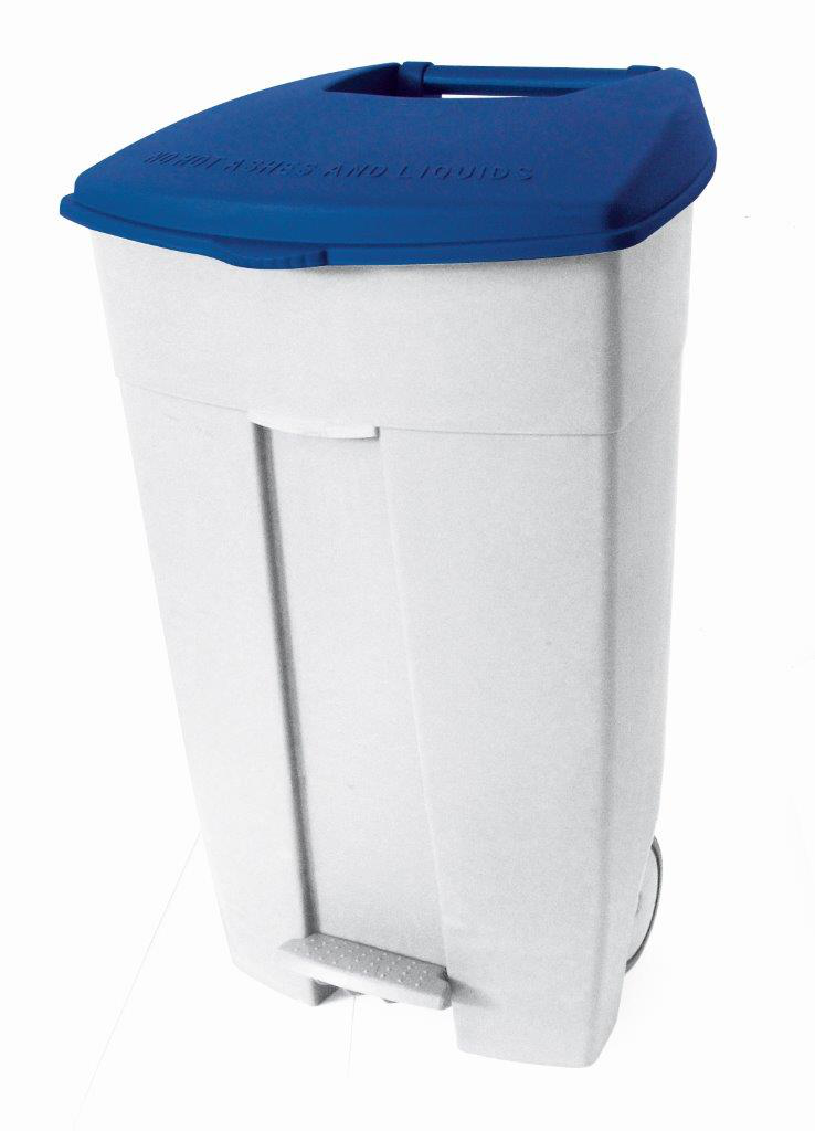bac à déchets roulant Contiplast, 120 l, blanc, couvercle bleu  ZOOM