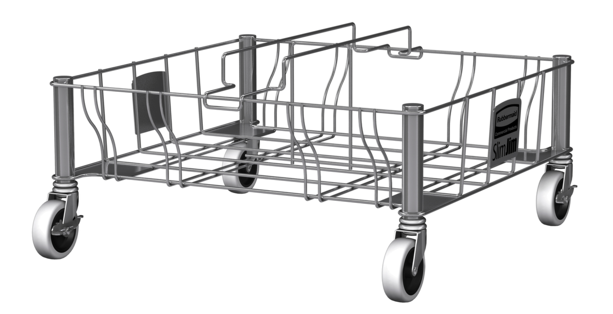 Rubbermaid chariot Slim Jim® pour 2 collecteurs de matières recyclables, pour 60 - 87 l bacs, acier inoxydable  ZOOM