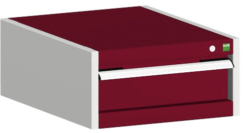 bott Armoire à tiroirs cubio surface de base 525x650 mm, 1 tiroir(s), RAL7035 gris clair/RAL3004 rouge pourpre