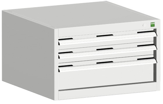 bott Armoire à tiroirs cubio surface de base 650x525 mm, 3 tiroir(s), RAL7035 gris clair/RAL7035 gris clair