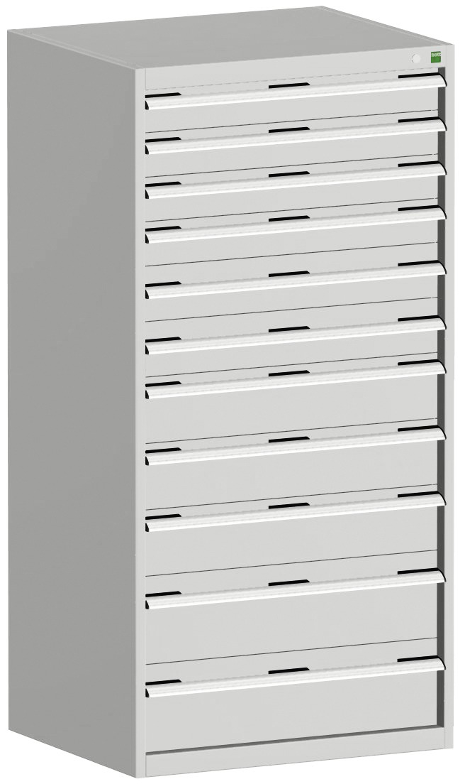 bott Armoire à tiroirs cubio surface de base 800x650 mm, 11 tiroir(s), RAL7035 gris clair/RAL7035 gris clair