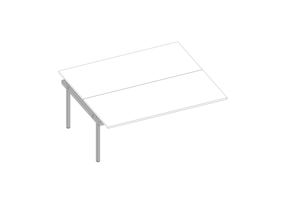 Quadrifoglio Table de rallonge Practika pour bureau Bench avec piètement 4 pieds, largeur x profondeur 1800 x 1600 mm, plaque blanc