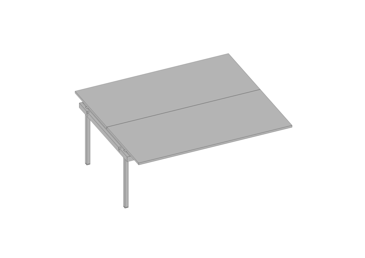 Quadrifoglio Table de rallonge Practika pour bureau Bench avec piètement 4 pieds, largeur x profondeur 1800 x 1600 mm, plaque gris