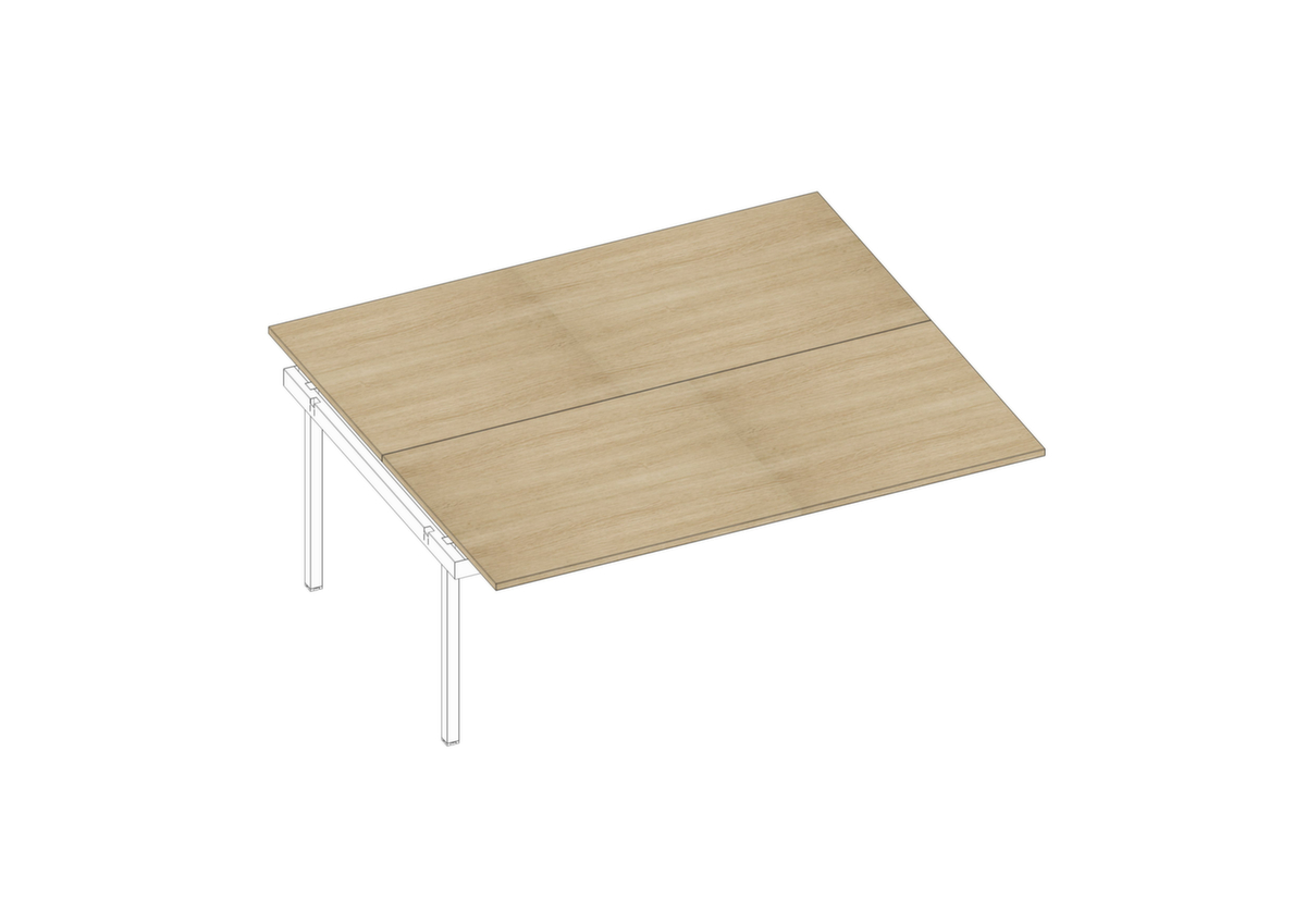 Quadrifoglio Table de rallonge à hauteur réglable Practika pour bureau Bench avec piètement 4 pieds, largeur x profondeur 1800 x 1600 mm, plaque chêne