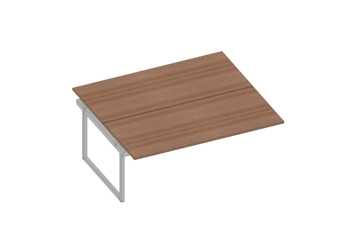 Quadrifoglio Table de rallonge Practika pour bureau Bench avec piètement à patins, largeur x profondeur 1800 x 1600 mm, plaque noyer Canaletto