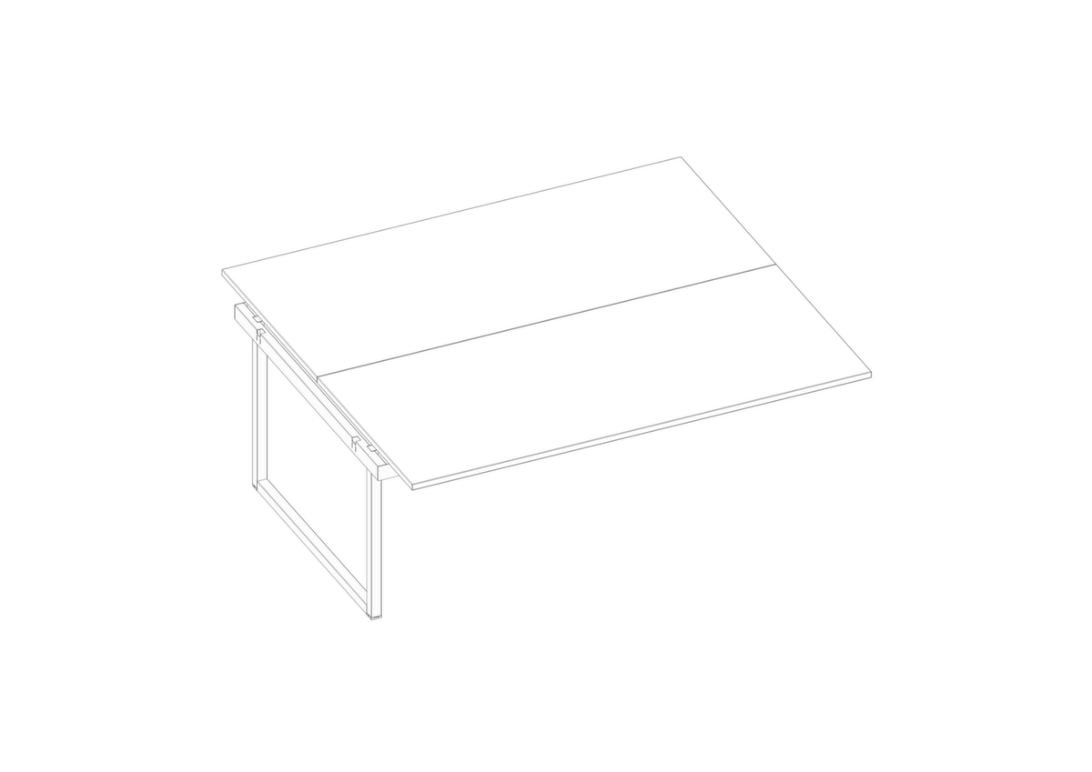 Quadrifoglio Table de rallonge Practika pour bureau Bench avec piètement à patins, largeur x profondeur 1800 x 1600 mm, plaque blanc