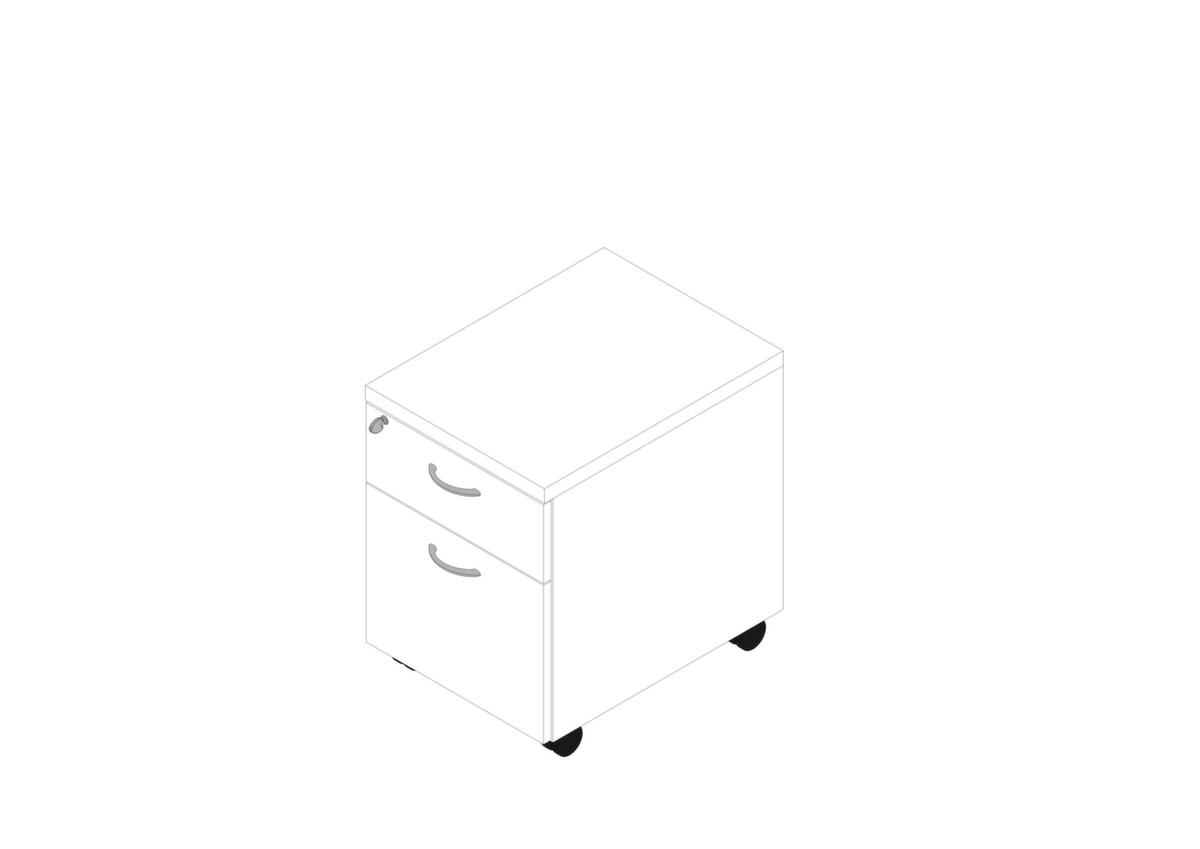 Quadrifoglio Conteneur à roulettes Practika avec tiroir HR, 1 tiroir(s), blanc/blanc
