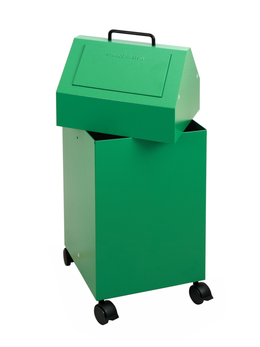 stumpf Conteneur de matériaux recyclables ignifugés, 45 l, RAL6024 vert signalisation, couvercle RAL6024 vert signalisation  ZOOM