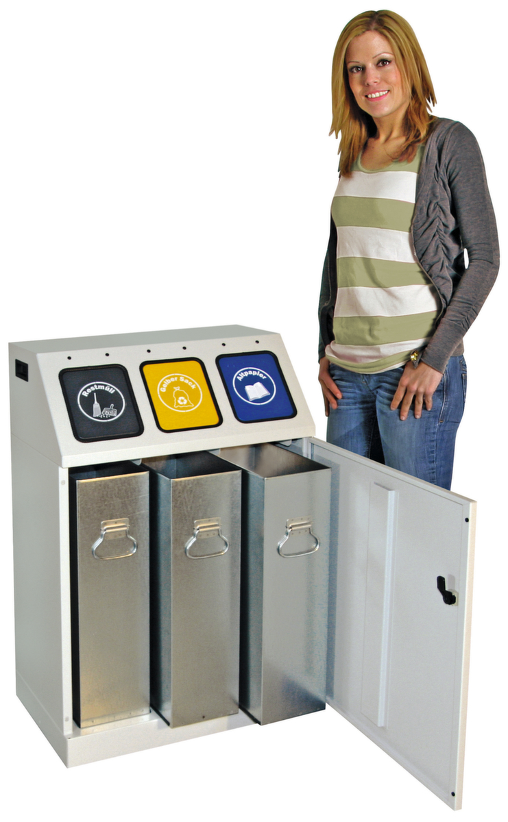 stumpf Station de collecte de matières recyclables Triplex, 3 x 30 l  ZOOM