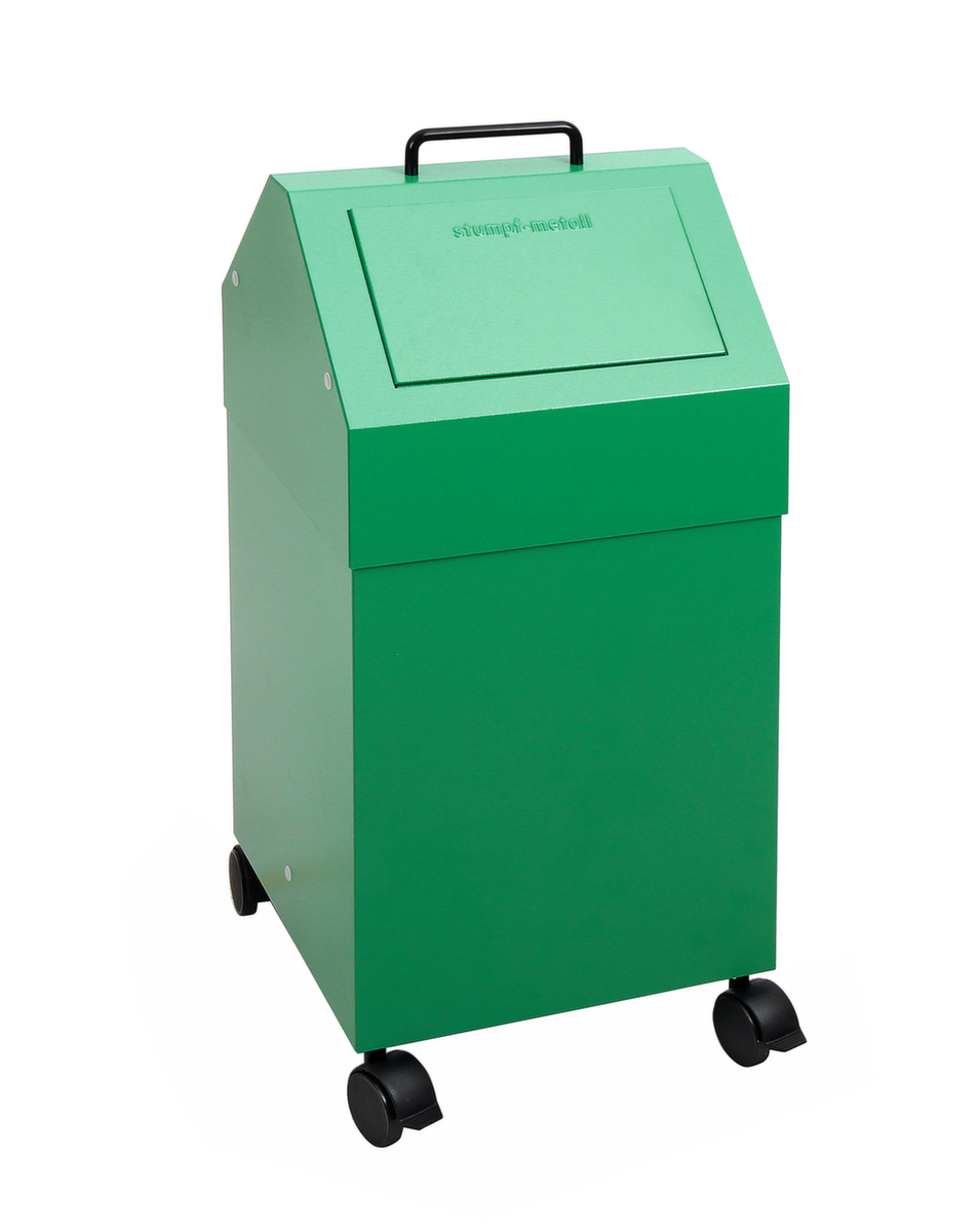 stumpf Conteneur de matériaux recyclables ignifugés, 45 l, RAL6024 vert signalisation, couvercle RAL6024 vert signalisation  ZOOM