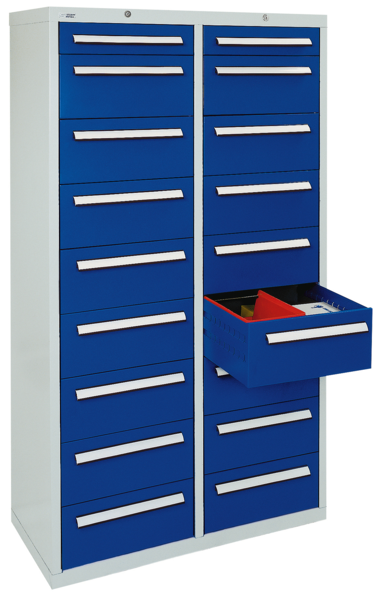 stumpf Armoire à tiroirs ST 420, 18 tiroir(s), RAL7035 gris clair/RAL5010 bleu gentiane  ZOOM