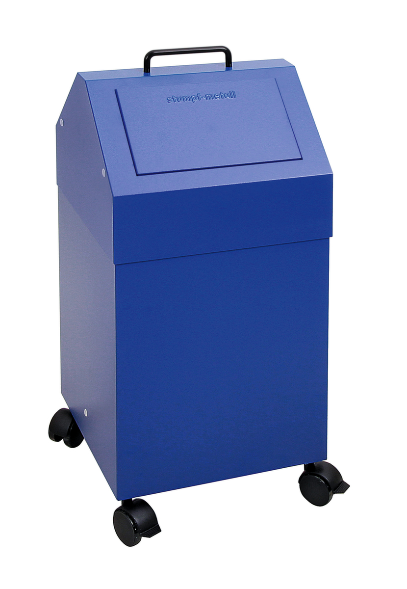 stumpf Conteneur de matériaux recyclables ignifugés, 45 l, RAL5010 bleu gentiane, couvercle RAL5010 bleu gentiane  ZOOM