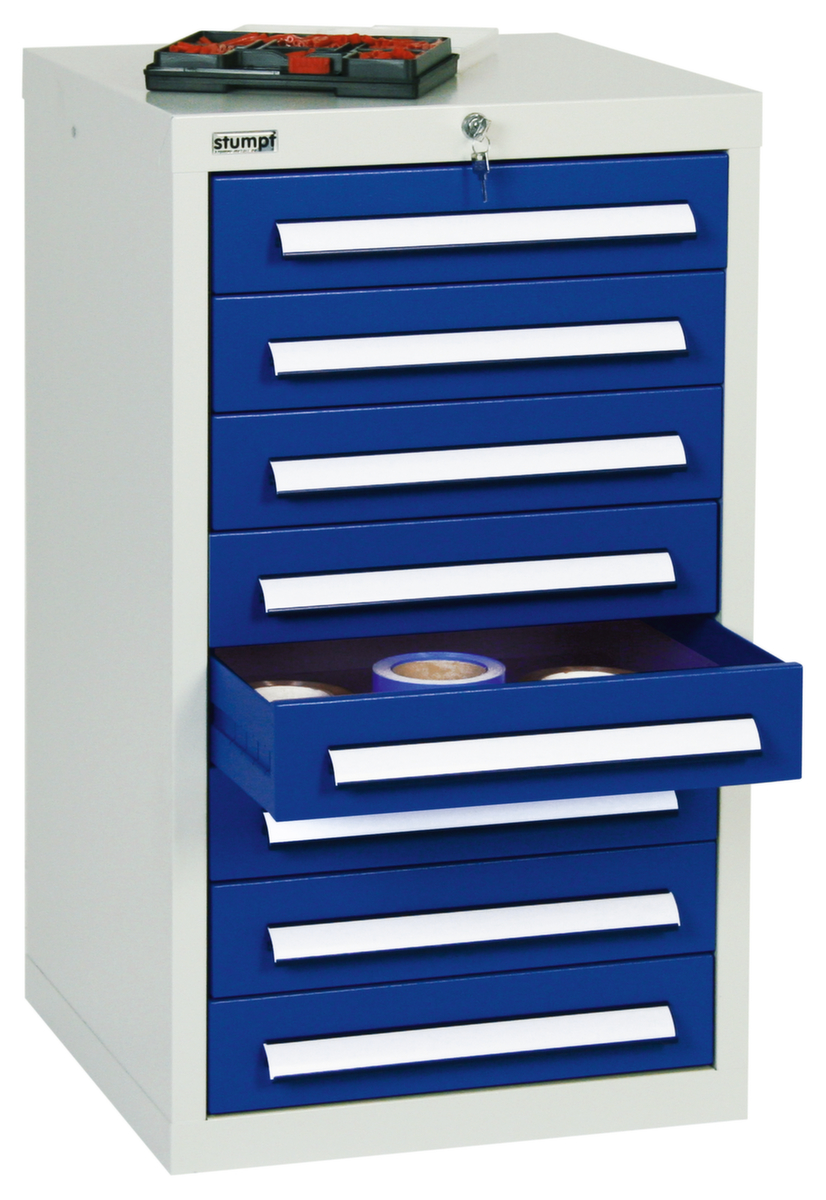 stumpf Armoire à tiroirs ST 420, 8 tiroir(s), RAL7035 gris clair/RAL5010 bleu gentiane  ZOOM